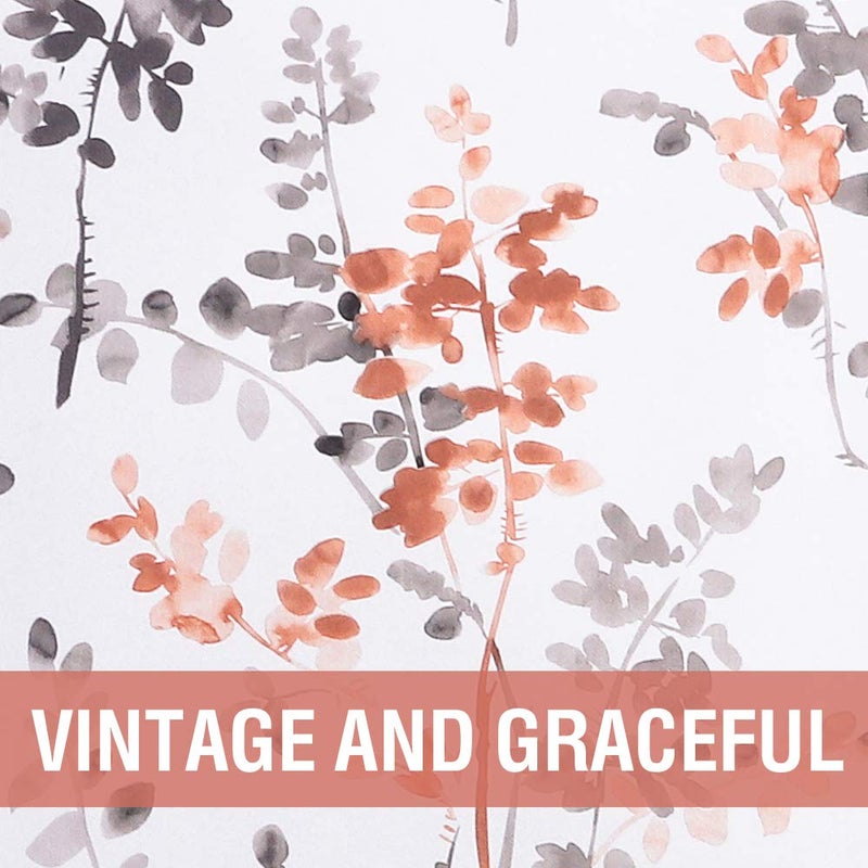 H.VERSAILTEX Valance for Kitchen Windows/Bathroom/Living Room/Bedroom Blackout Window Valance Thermal Insulated Rod Pocket Valance Curtains, 52" W x 18" L, 1 Panel, Floral Pattern in Grey and Coral - Image 3