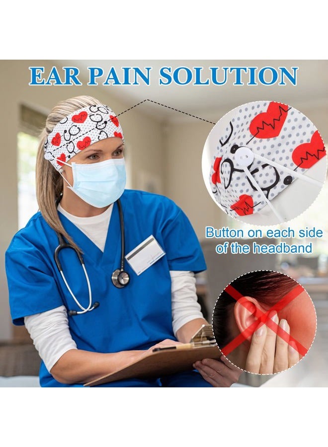 Jexine 20 Pcs Nursing Headbands with Buttons Wide Elastic Stretch Nurse Hair Bands Non Slip Face Covering Ear Protection for Nurse Doctors Women Spa Yoga Sports Workout Head Wraps Accessories  - Image 2