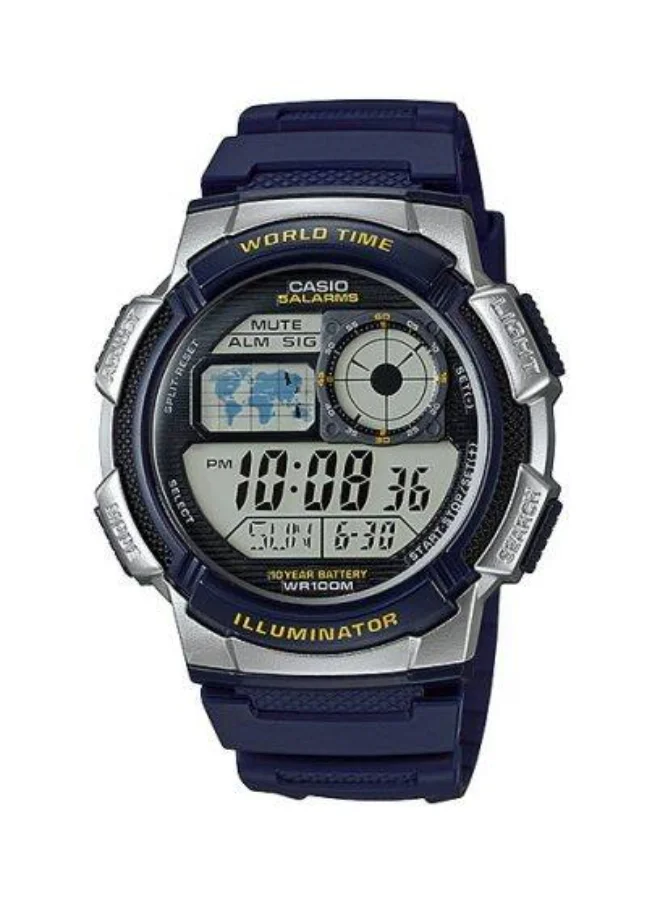 CASIO Men's Digital Display Watch With Blue Resin Strap - AE-1000W-2A
