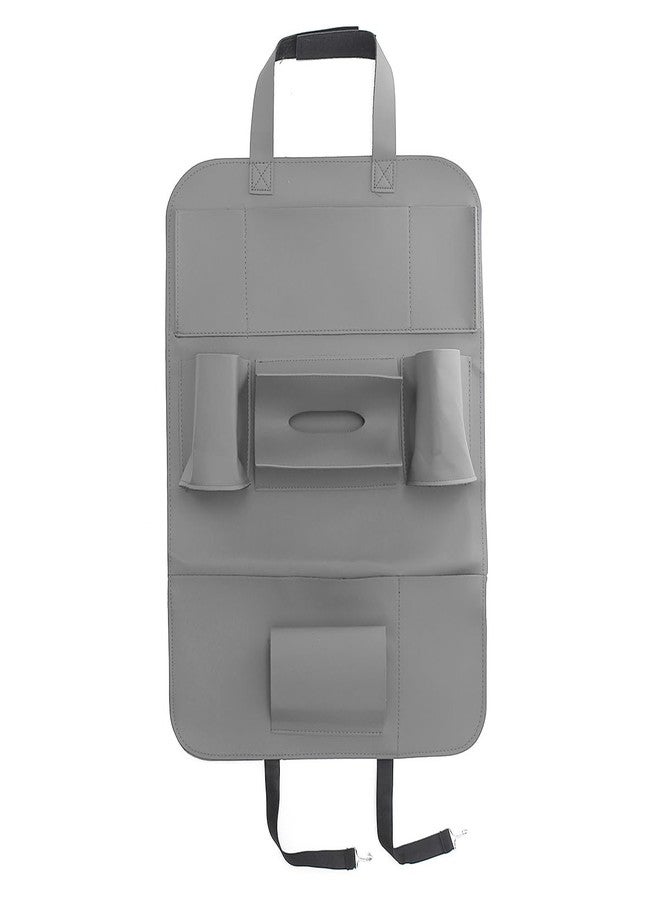 أوشوتو منظم تخزين المقعد الخلفي للسيارة من أوشوتو، حامل هاتف، جيوب متعددة للزجاجات، علب المناديل، تخزين ألعاب الأطفال، ملحق سفر رائع متوافق مع أودي A3 (رمادي داكن) - Image 2