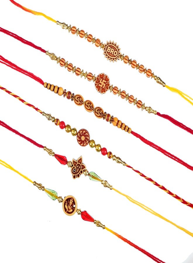 Ingo creation Rakhi Festival Rudraksh Golden Stones with Small Plate for Men and Women - Pack of 6 - Image 1