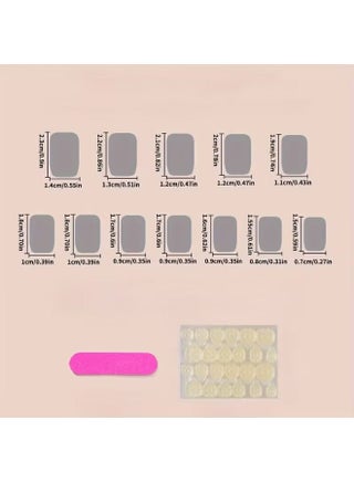 24pcs Glossy Short Ballet Press On Nails - Aurora Purple Gradient with Golden Glitter Stars, Shimmer False Nails for Women - view 4