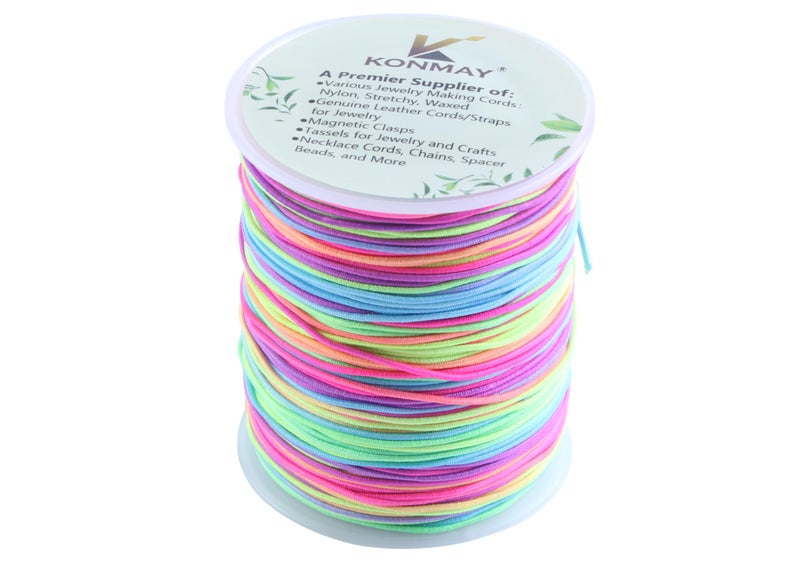 KONMAY 1.0mm Elastic Cord for Jewelry Making, Rainbow Stretch Bracelet String for Pony Beads, Kandi Bracelets, Necklaces & DIY Crafts,110 Yards - Image 2
