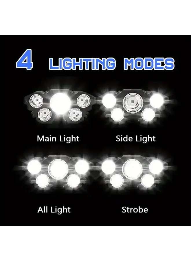 USB Rechargeable Headlamp 5 LED Bright Hands Free for Camping Fishing Emergency - Image 5