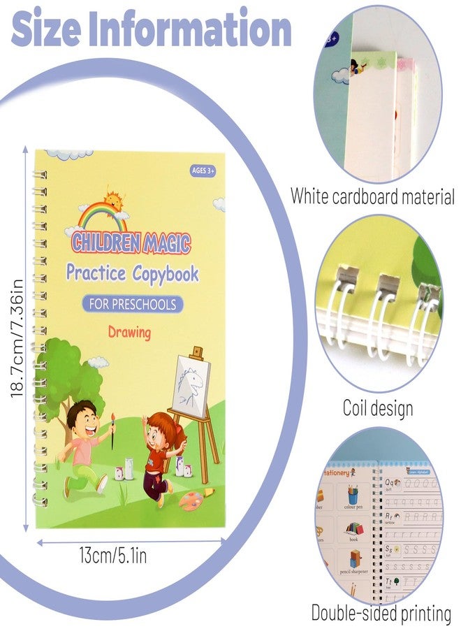 Bagentry 4 Pack The Grooved Handwriting Book, Reusable Groove Writing Book, Magic Groove Practice Copybook, Groove Calligraphy Set with 5 Refills, 1 Pen, 1 Pen Holder - Image 2