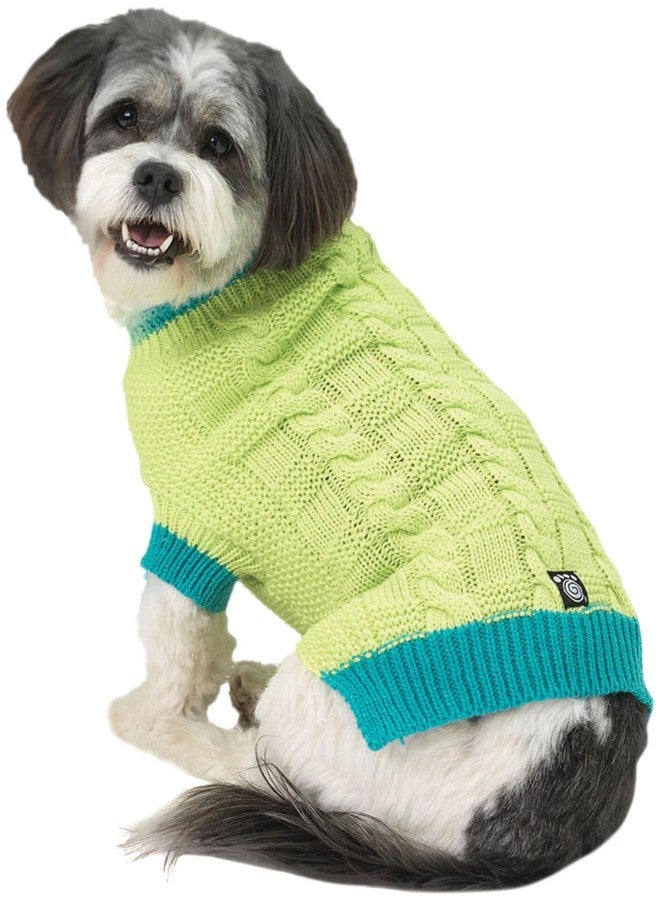 Petrageous Designs Cody'S Chunky Cable Sweater - Lime/Teal - X-Small