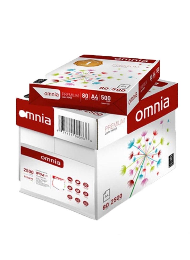 OMNIA Omnia 5 Packs Copy Paper, A4, 2500 Sheets 