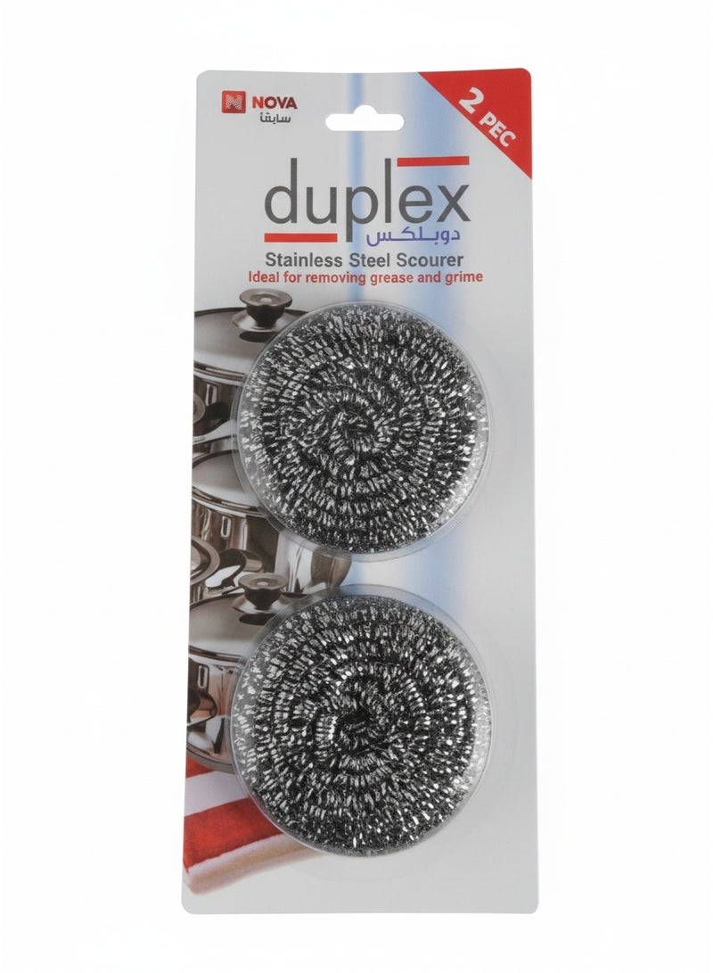 Stainless Steel Scourer for Tough Grease Removal – 2 Pieces