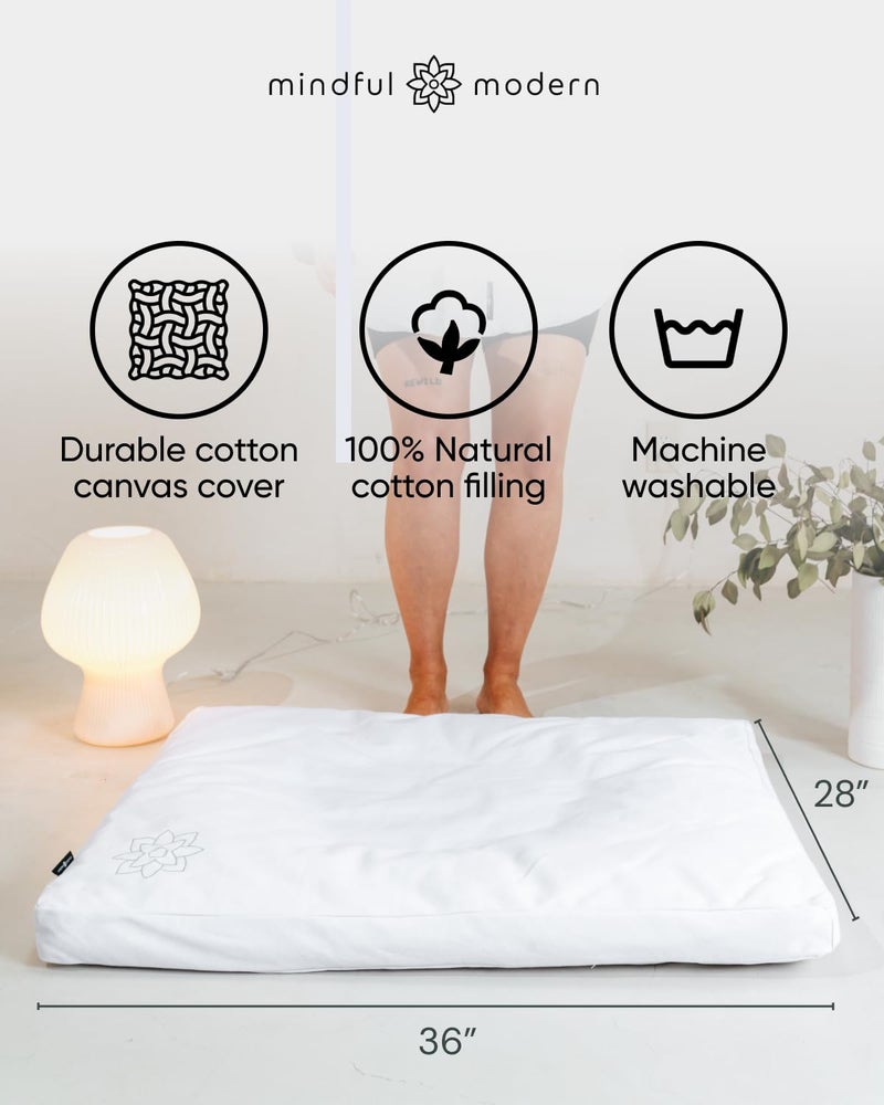 Mindful Modern Zabuton Meditation Mat - Cotton Filled Yoga and Meditation Pad - Zabuton Meditation Cushion for Kneeling and Sitting Support - Large Rectangular Sitting Floor Pillow for Bench or Zafu - Image 3