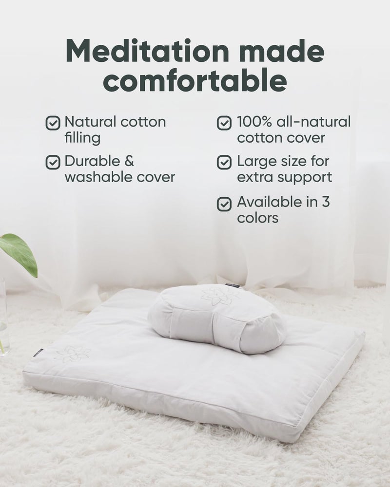 Mindful Modern Zabuton Meditation Mat - Cotton Filled Yoga and Meditation Pad - Zabuton Meditation Cushion for Kneeling and Sitting Support - Large Rectangular Sitting Floor Pillow for Bench or Zafu - Image 4