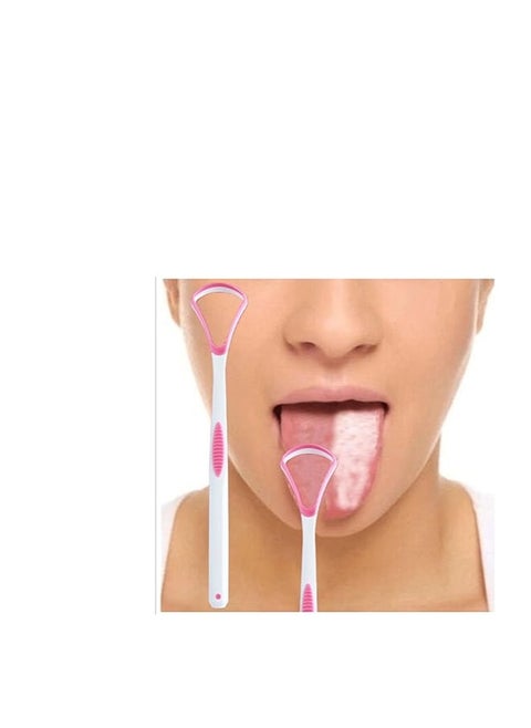Pink Tongue Brush - Easy to Use Tongue Brush - Tongue Cleaner Tool - Multi-Color Mouth Scraper to Remove Bacteria and Bad Breath - Ergonomic Design for Deep and Fast Cleaning (Pink)