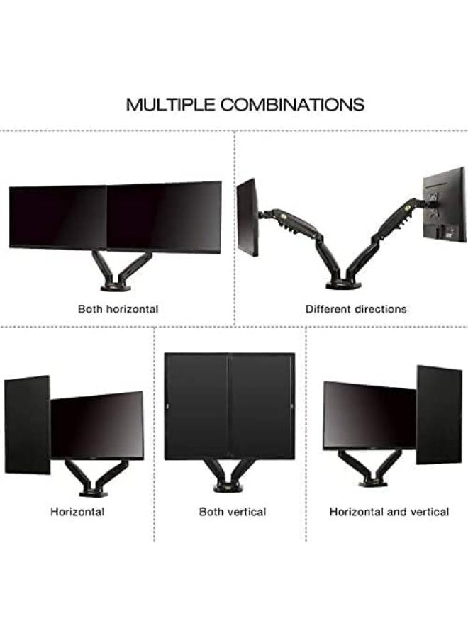 Fully mobile dual-monitor desktop stand with adjustable gas spring arm for 17-27 inch monitors to create a comfortable and organized workspace. - Image 4