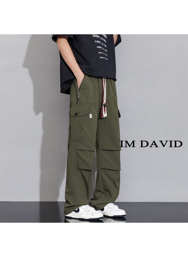 I'm David American-style Cargo Pants For Men, Spring Autumn Summer Straight-leg Casual Pants, Functional Paratrooper Pants, Woven Large Size Trousers, Men's Clothing - Image 3