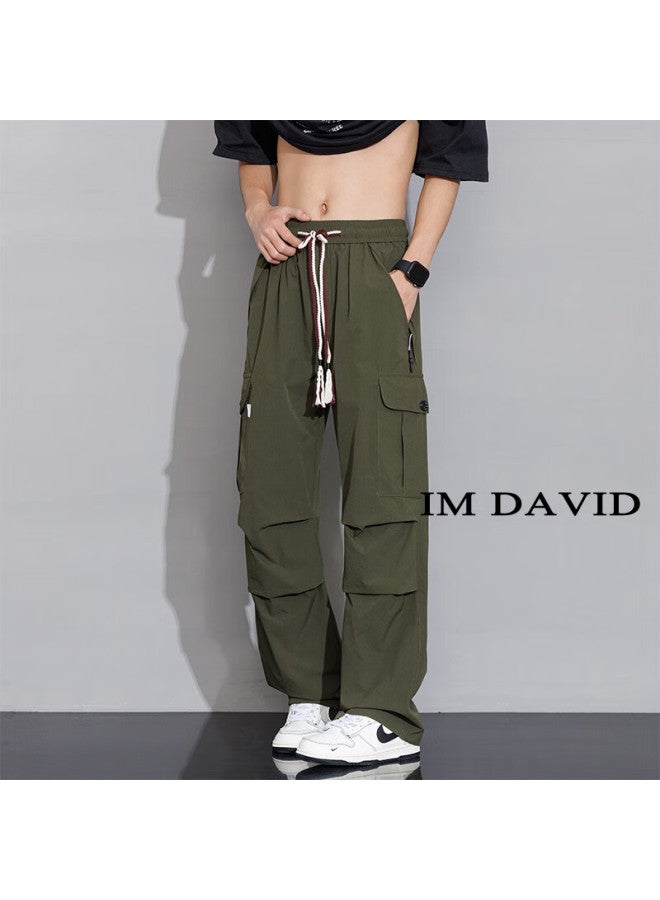 I'm David American-style Cargo Pants For Men, Spring Autumn Summer Straight-leg Casual Pants, Functional Paratrooper Pants, Woven Large Size Trousers, Men's Clothing - Image 1