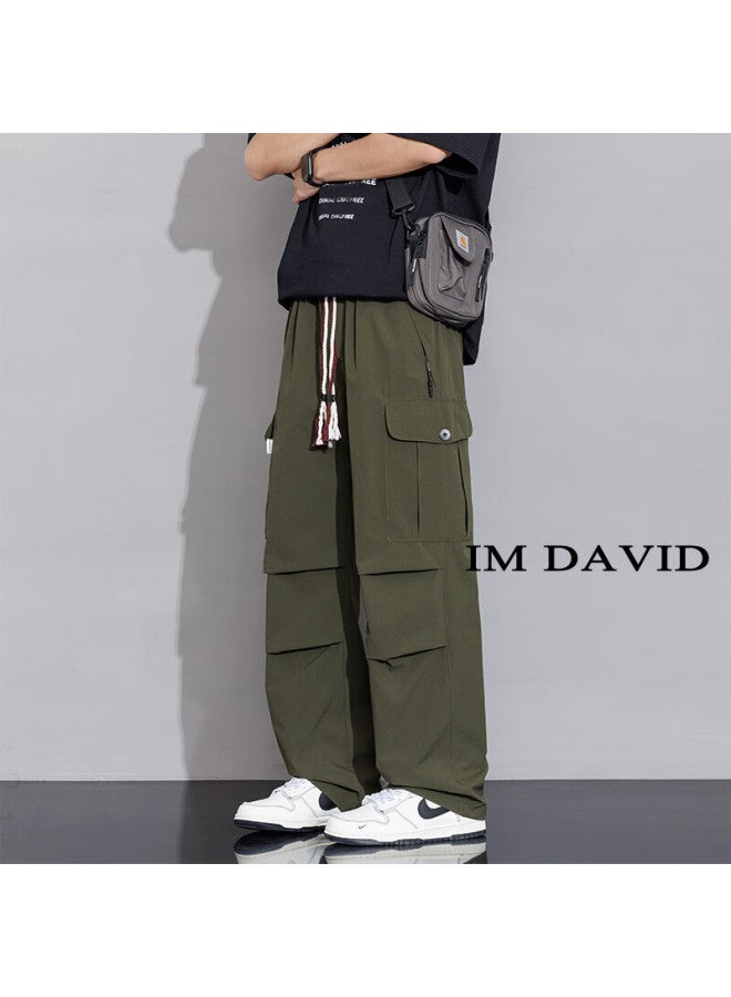 I'm David American-style Cargo Pants For Men, Spring Autumn Summer Straight-leg Casual Pants, Functional Paratrooper Pants, Woven Large Size Trousers, Men's Clothing - Image 2