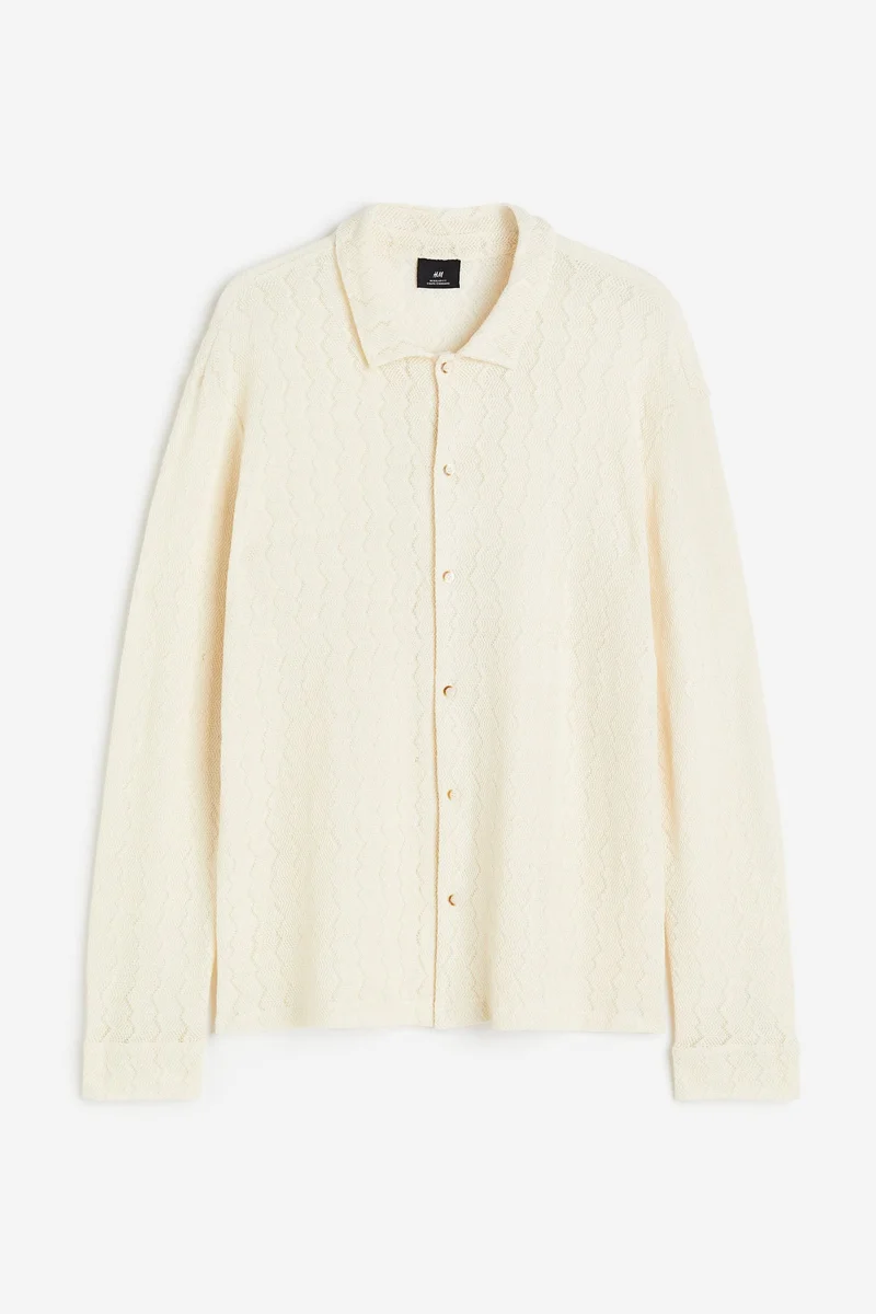 اتش اند ام قميص بتصميم كروشيه وقصة عادية