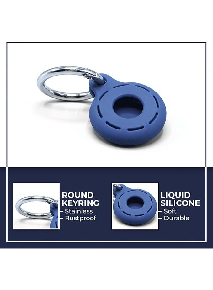 Apple Airtag Holders 4 Pack, Shockproof, Dustproof & Washable Silicon Cases for Air Tags with Accessories for Wallets, Luggage, Pet Collars, Key Finders (Blue - White - Red - Black) - Image 2