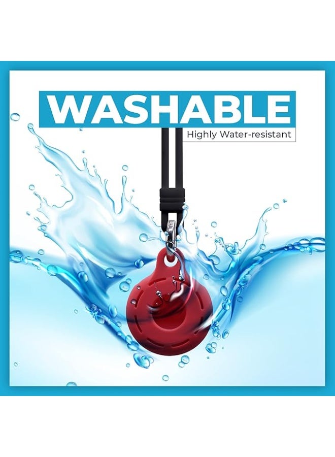 Apple Airtag Holders 4 Pack, Shockproof, Dustproof & Washable Silicon Cases for Air Tags with Accessories for Wallets, Luggage, Pet Collars, Key Finders (Blue - White - Red - Black) - Image 5