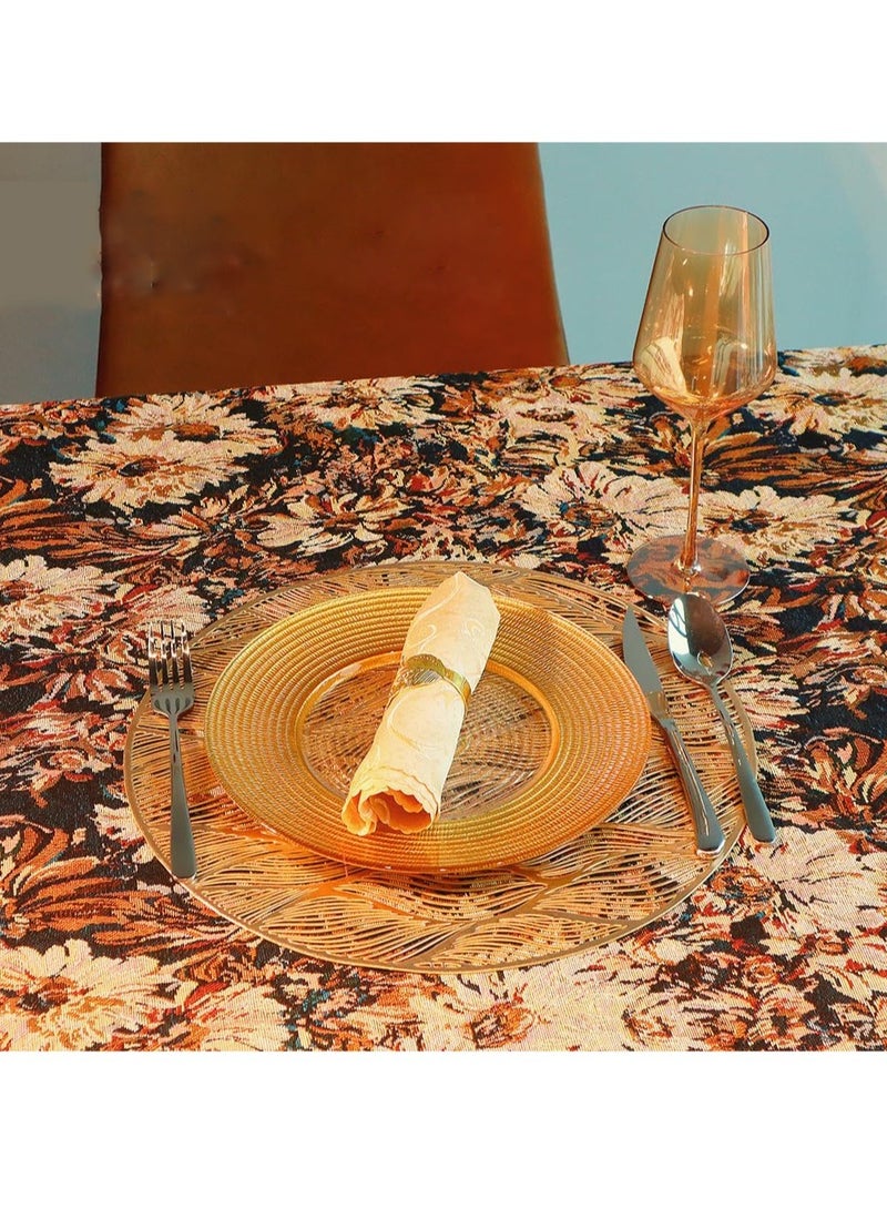 Excefore Place Mats, Set of 6 GoldWashable Vinyl, Round Hollow Dinning Table Mats Non-Slip Stain Heat Resistant for Party Wedding Holiday Festival  - Image 2