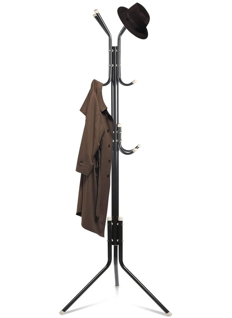 DubaiGallery - Multi-Purpose Coat Racks Large Hanger with Shoe Rack Standing Metal Coat Rack Hat Hanger 6 Hook Space Saving - Image 1