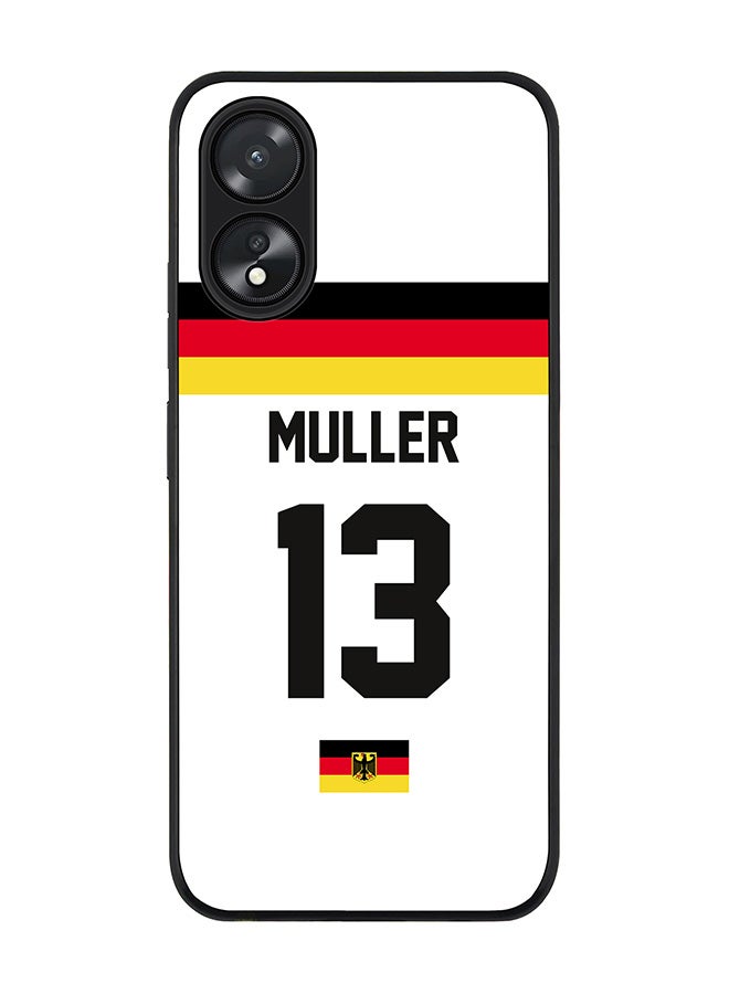 Stylizedd Rugged Black Edge case for Oppo A18 / Oppo A38, Slim fit Soft Flexible Rubber Edges Anti Drop Cover - Football Team - Germany, Player Name - Muller - Image 1