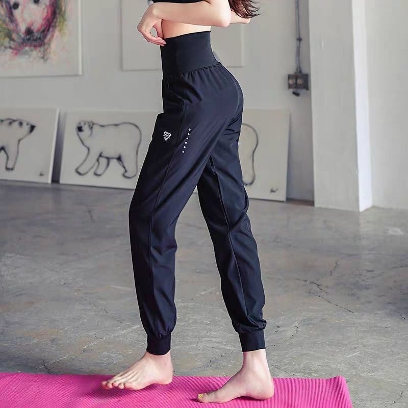 WU Women's Loose Fit Running Yoga Pants with High Waist and Elastic Ankles, Quick-Dry Breathable Athletic Trousers for Summer - Image 3
