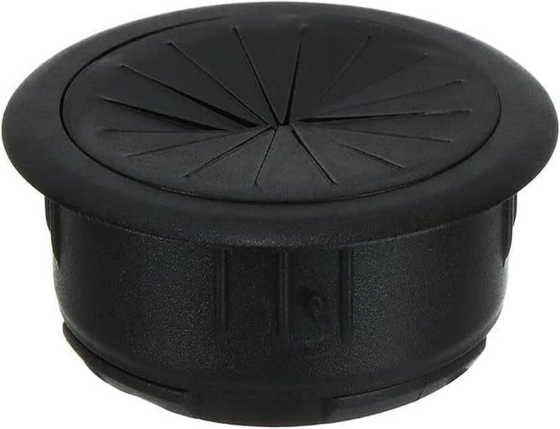 Black 60mm Desk Cable Grommet Wire Hole Cover Cord Organizer Outlet Port Threading Box - Image 1