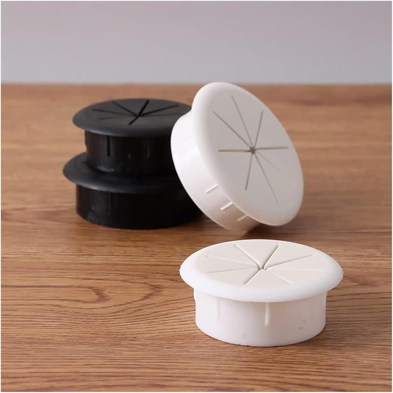 Black 60mm Desk Cable Grommet Wire Hole Cover Cord Organizer Outlet Port Threading Box - Image 5