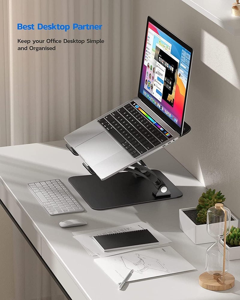 nulaxy Fully Adjustable Laptop Stand for Desk, Dual Foldable Aluminum Computer Riser with Heat-Vent, Ergonomic Notebook Holder Portable Office Accessories Compatible with All 10-17" Laptops, Black - Image 2
