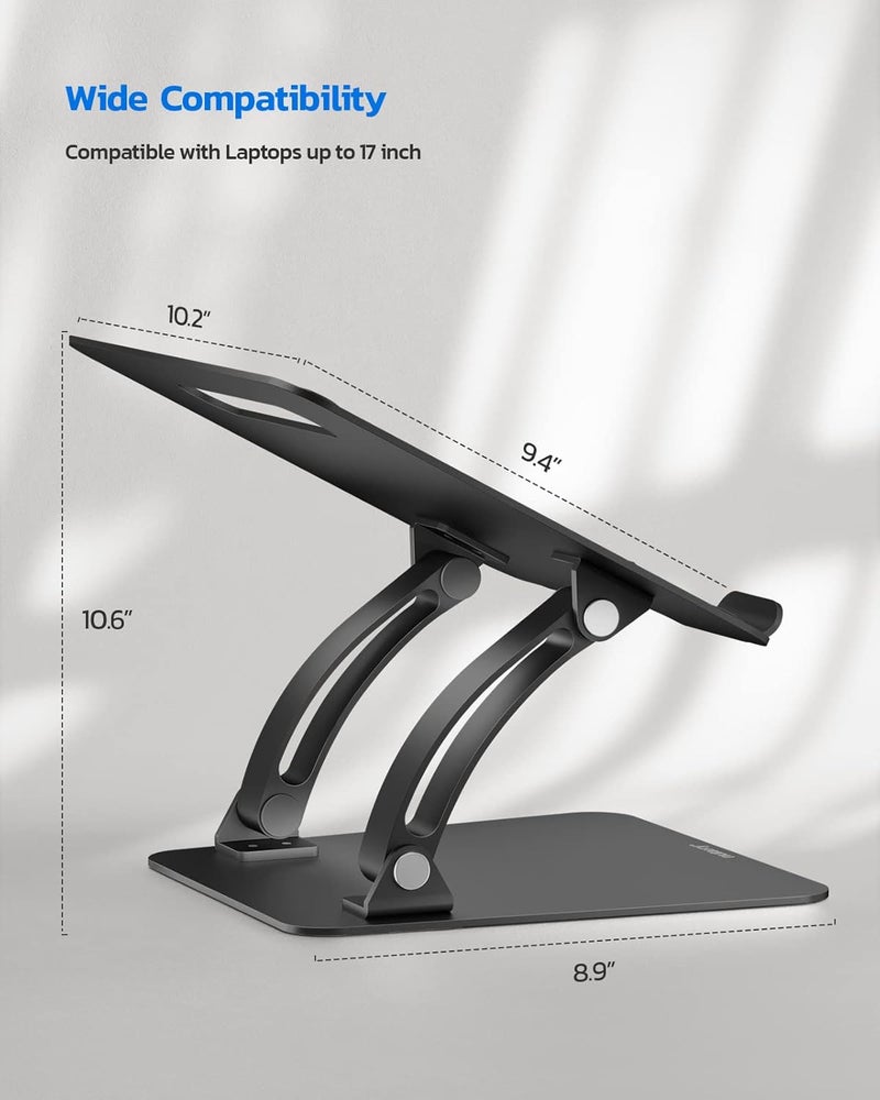 nulaxy Fully Adjustable Laptop Stand for Desk, Dual Foldable Aluminum Computer Riser with Heat-Vent, Ergonomic Notebook Holder Portable Office Accessories Compatible with All 10-17" Laptops, Black - Image 5