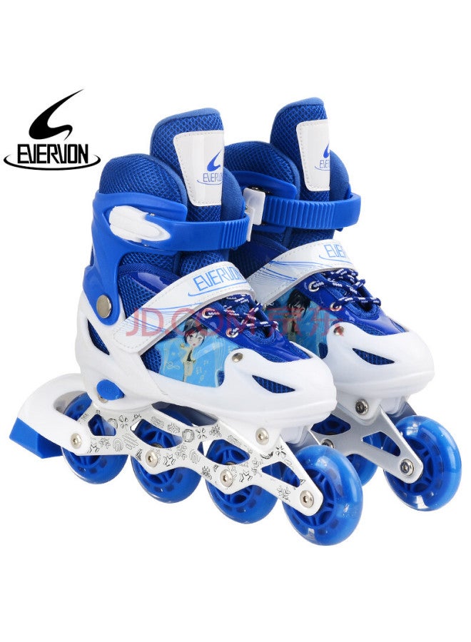 Evervon Roller Skates For Children, Inline Skates For Boys And Girls Beginners, 337 Blue, With Helmet, Size M Suitable For 35-38 - Image 4