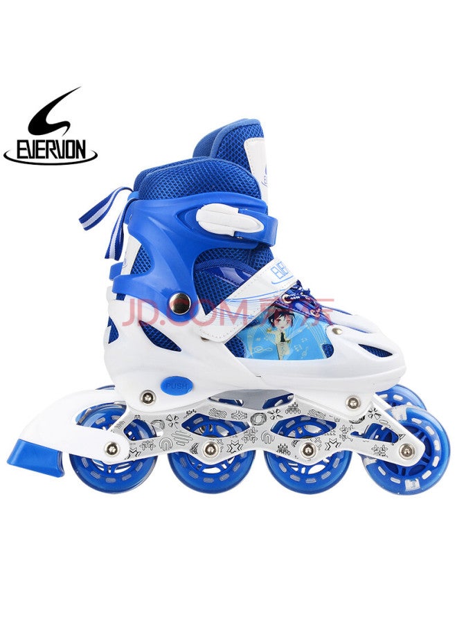 Evervon Roller Skates For Children, Inline Skates For Boys And Girls Beginners, 337 Blue, With Helmet, Size M Suitable For 35-38 - Image 5