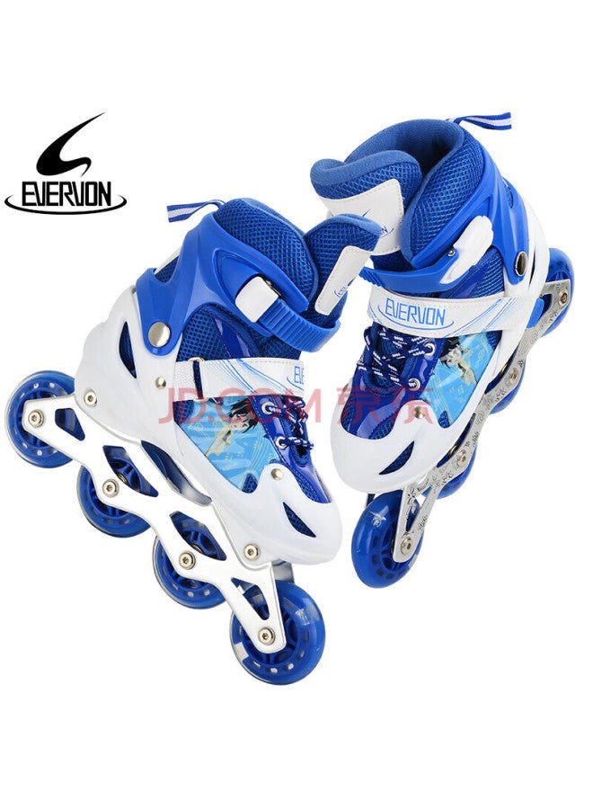 Evervon Roller Skates For Children, Inline Skates For Boys And Girls Beginners, 337 Blue, With Helmet, Size M Suitable For 35-38 - Image 3