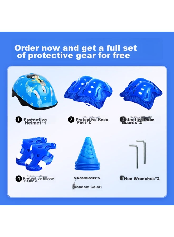 Evervon Roller Skates For Children, Inline Skates For Boys And Girls Beginners, 337 Blue, With Helmet, Size M Suitable For 35-38 - Image 2