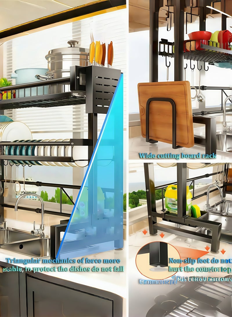 Dual Layer Adjustable Length Stainless Steel Kitchen Drying Rack – Perfect for Organizing and Drying Utensils  - Image 4