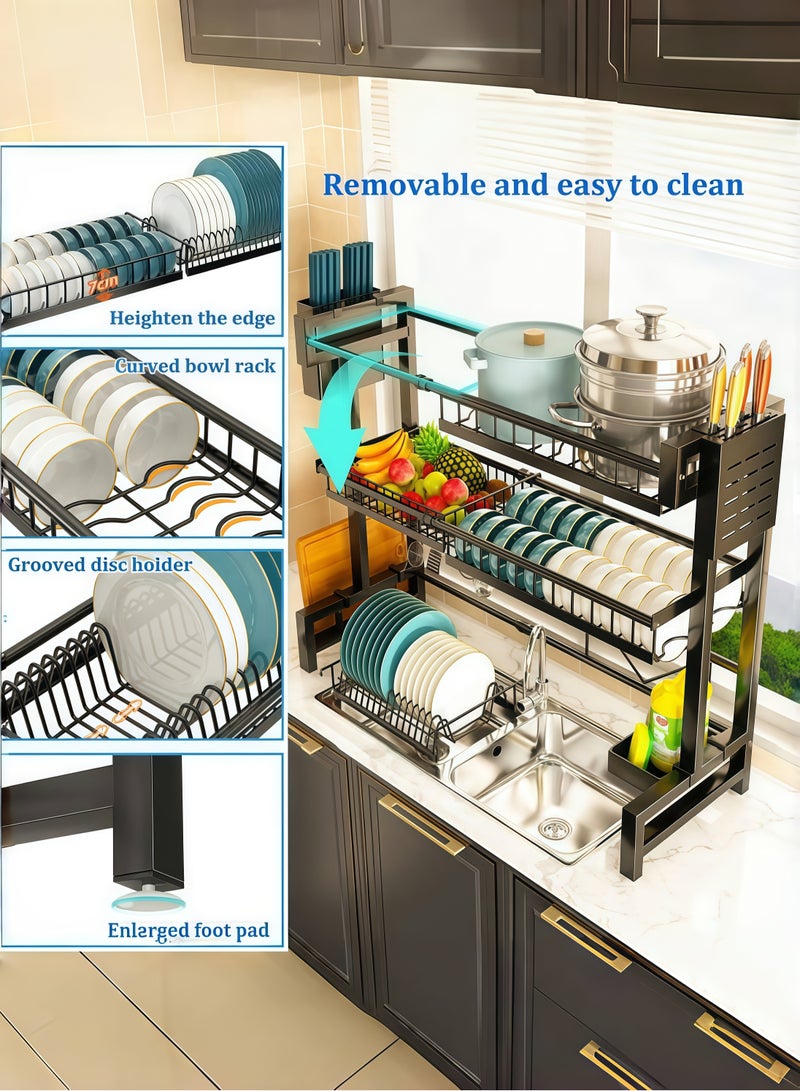 Dual Layer Adjustable Length Stainless Steel Kitchen Drying Rack – Perfect for Organizing and Drying Utensils  - Image 5