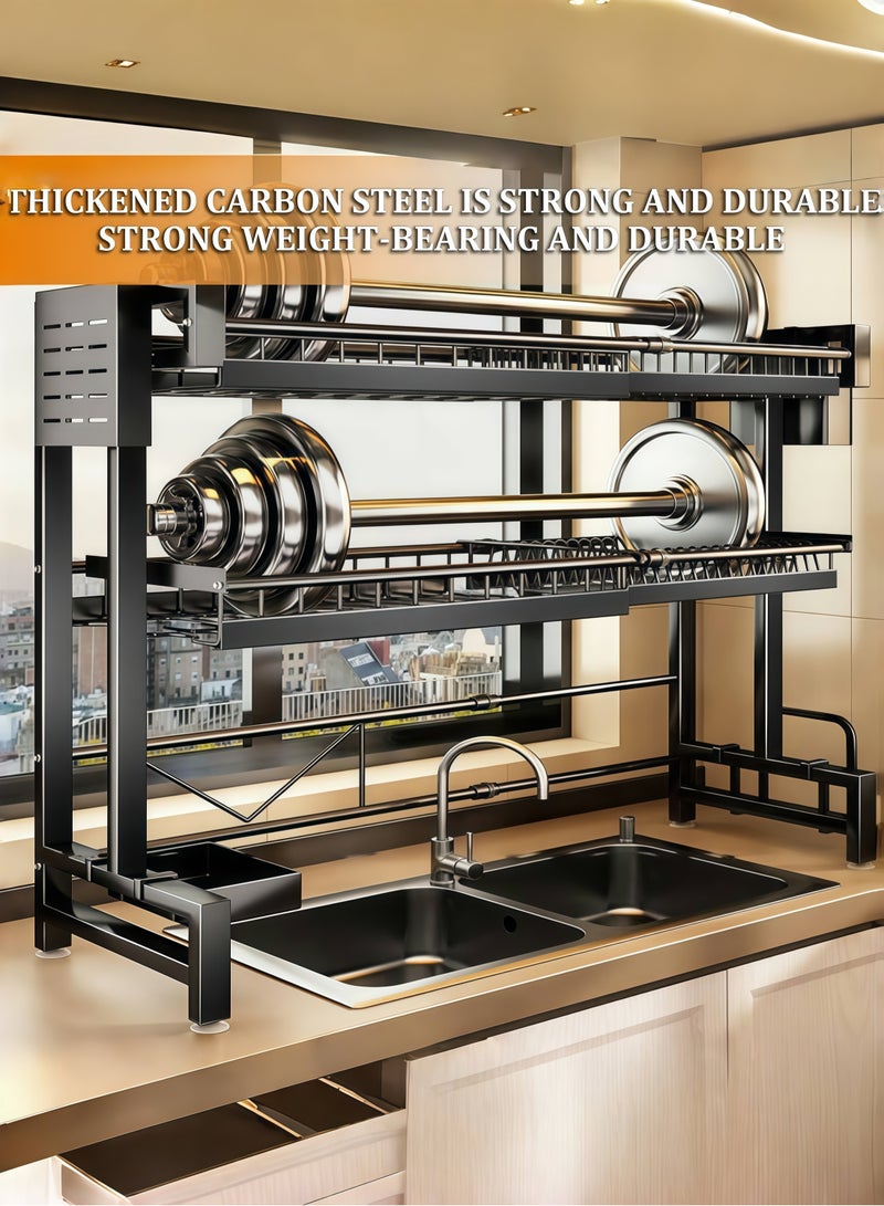 Dual Layer Adjustable Length Stainless Steel Kitchen Drying Rack – Perfect for Organizing and Drying Utensils  - Image 3