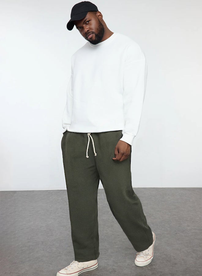 trendyol Khaki Plus Size Regular Cut Textured Sweatpants TMNAW25AJ00010  - Image 1