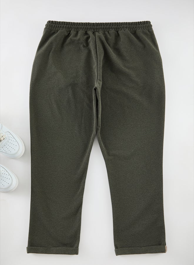 trendyol Khaki Plus Size Regular Cut Textured Sweatpants TMNAW25AJ00010  - Image 3