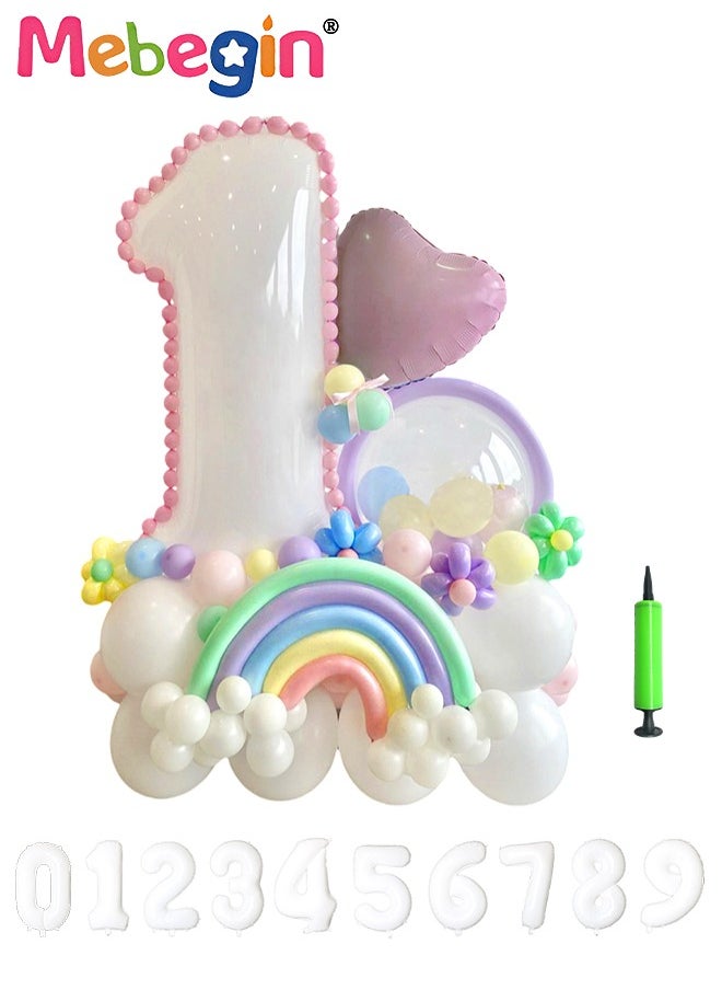 MEBEGIN Macaron Color Birthday Balloons Set for Birthday Decorations include 32 inch Number 0-9 Foil Ballons,30 Pcs 5 inch Ballons and Other Accessories,Party Decoration for Boys Girls  - Image 2