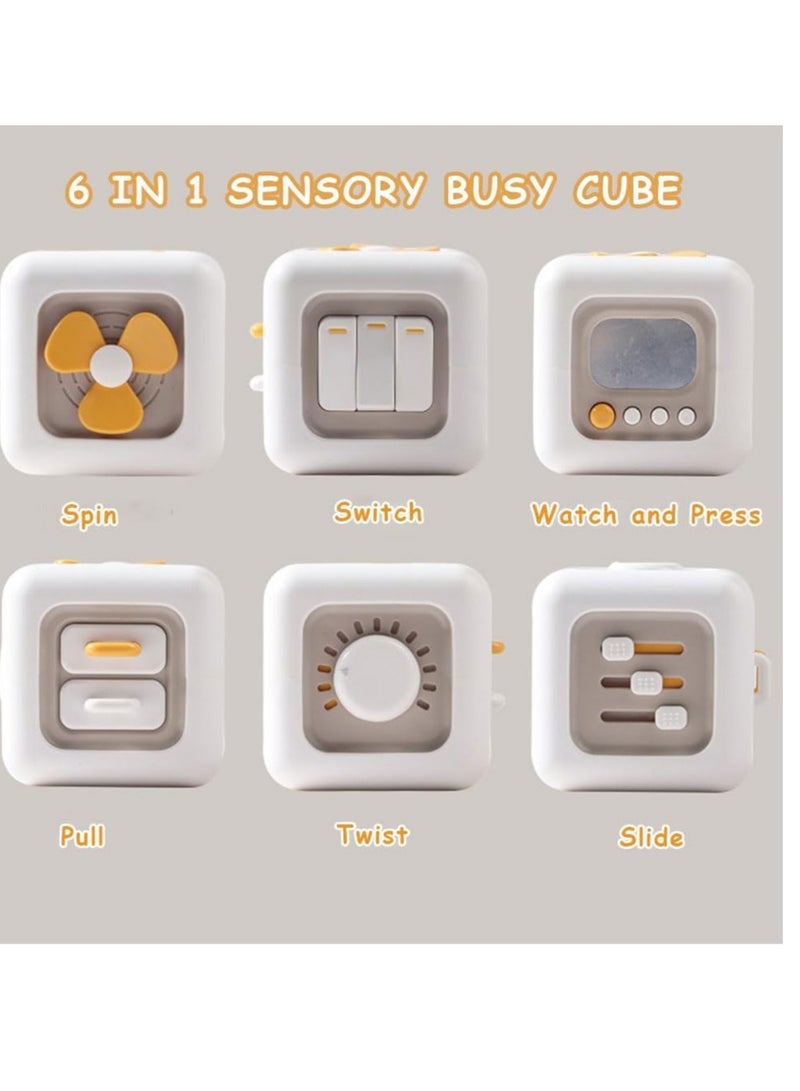 عام ألعاب مكعبات مشغولة 6 في 1 للأولاد بعمر سنة واحدة، ألعاب تفاعلية للأطفال الصغار من سن 1 إلى 3 سنوات، ألعاب حسية للسفر بالسيارة للأطفال بعمر سنة فما فوق، مكعب نشاط مشغول للمهارات الحركية الدقيقة، هدية عيد ميلاد للأولاد والبنات - Image 2