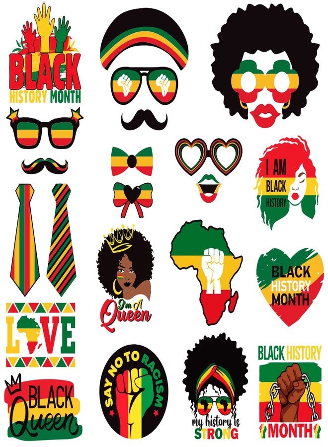 FSHANEE Black History Month Photo Booth Props Party Supplies - Happy Black History Party Photo Booth Props Party Favors - Pan African American Party Decorations- Set of 24 Counts - Image 1
