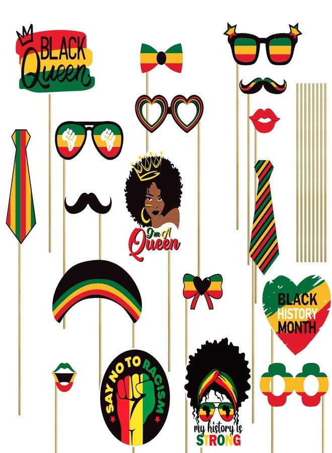 FSHANEE Black History Month Photo Booth Props Party Supplies - Happy Black History Party Photo Booth Props Party Favors - Pan African American Party Decorations- Set of 24 Counts - Image 3