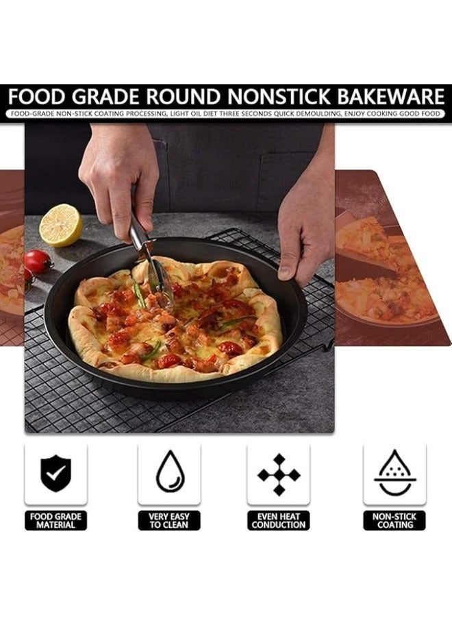 3 Piece Pizza Pan Set - Grey Coating, Round Non-Stick Steel, Dishwasher Safe, Premium Bakeware for Home Cooking, Carbon Steel - Image 5
