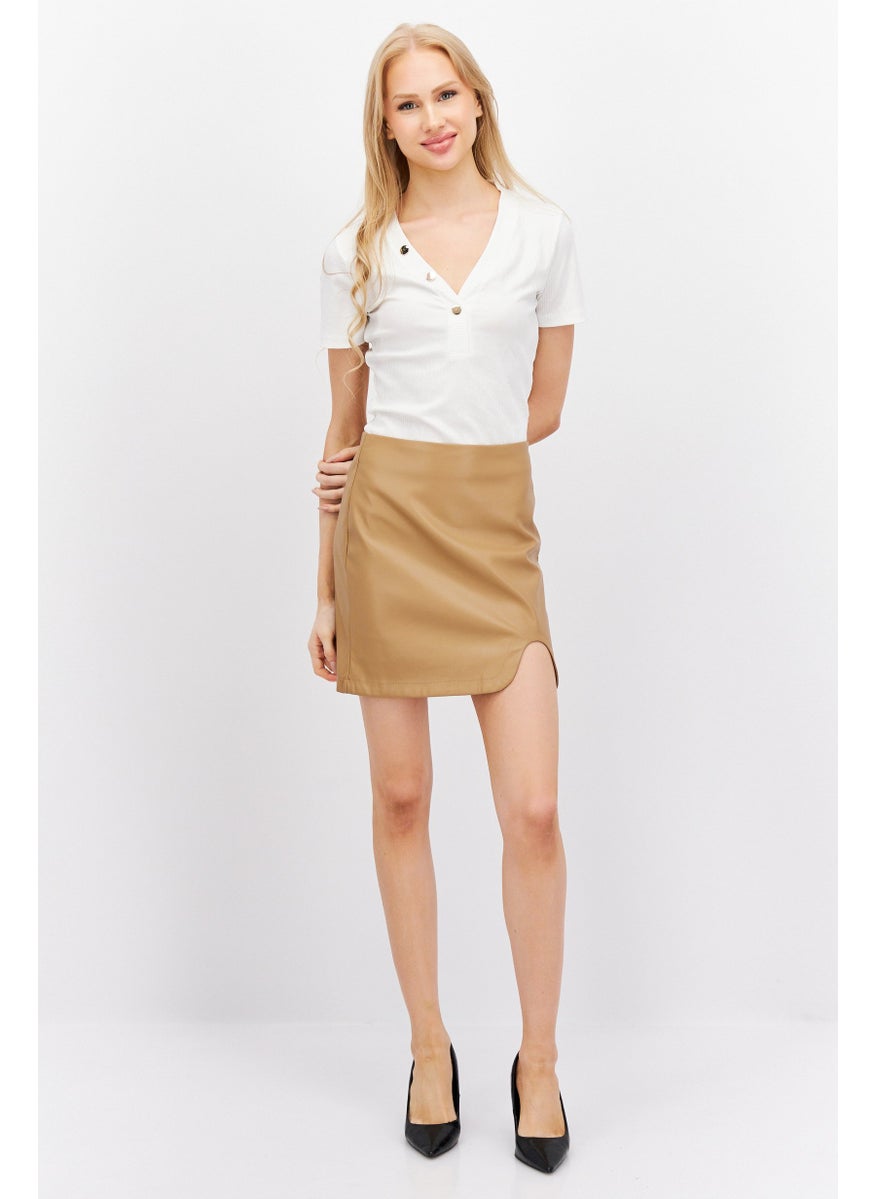 Sinsay - Women Plain Mini Skirts, Brown - Image 1