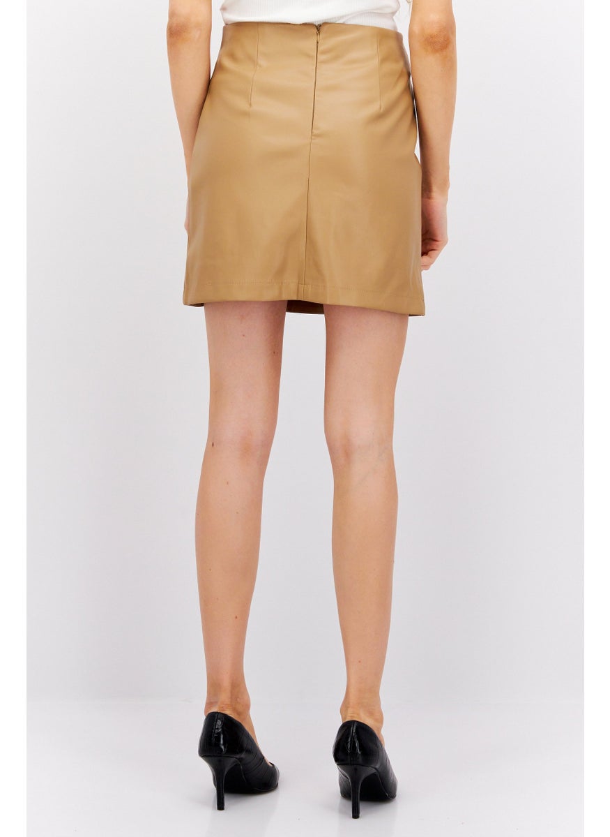 Sinsay - Women Plain Mini Skirts, Brown - Image 1