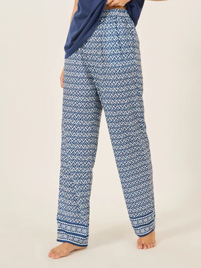 Styli Styli Calm Slogan Print T-Shirt and Aztec Print Pyjama Set