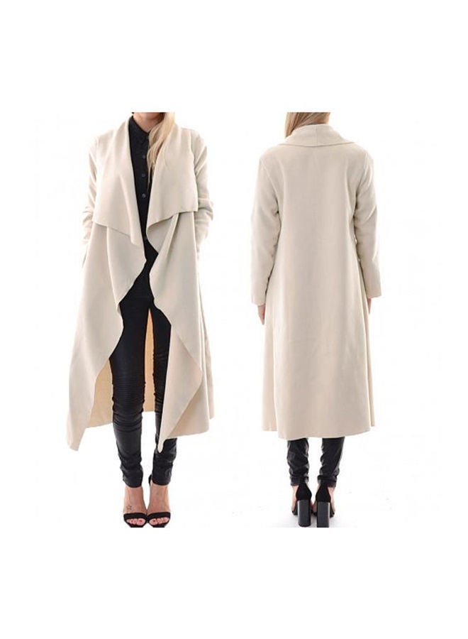 NIBEMINENT Long Sleeve Cardigan Coat Beige  - Image 3