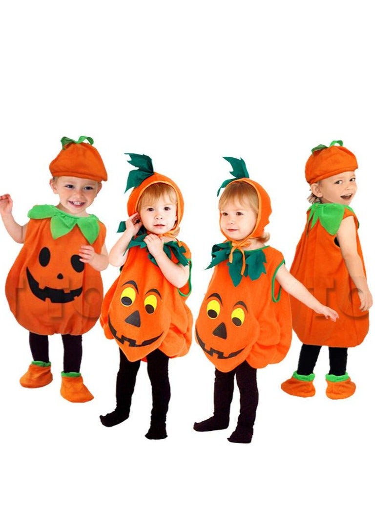 Golden Pumpkin Costume, Cosplay Costume,Sleeveless Pumpkin Romper,Fancy Dress Up Pumpkin Hat Candy Bag Shoses Kids Costumes for 0-5 Years Baby Boys Girls(100 cm) - Image 5