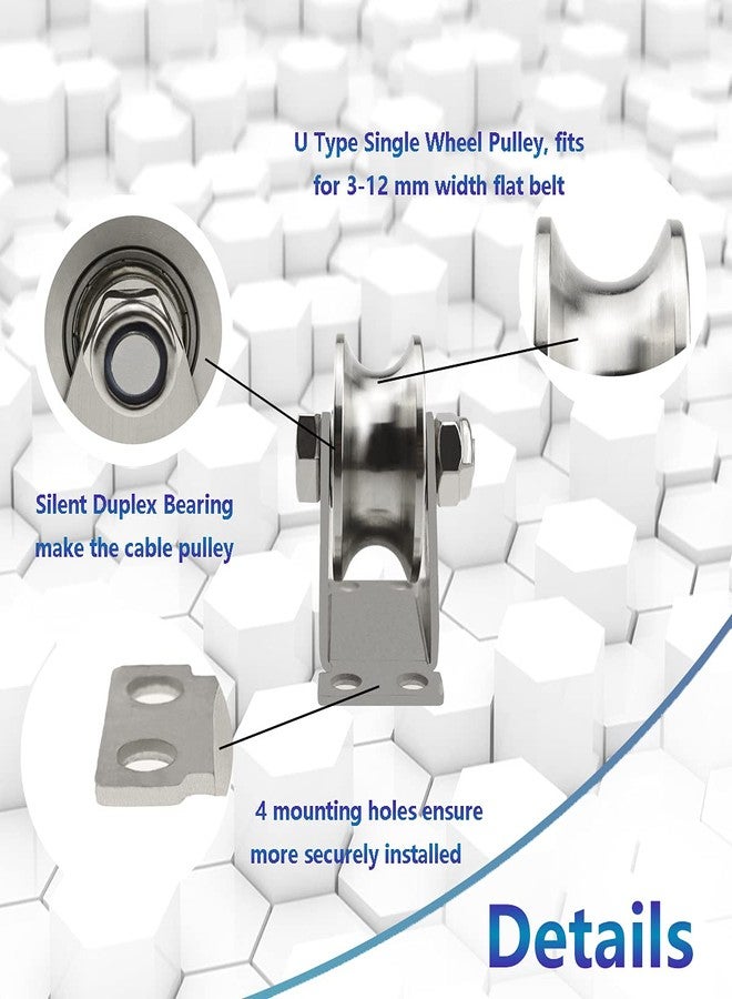 MACGQ Groove Wheel Pulley Stainless Steel Pulley Block Super Silent Single Pulley Block for DIY Gym Equipment,Sliding Gate Detachable Duplex Bearing with Mounting Screws and Expansion Pipes U Type (2 Pack) - Image 3